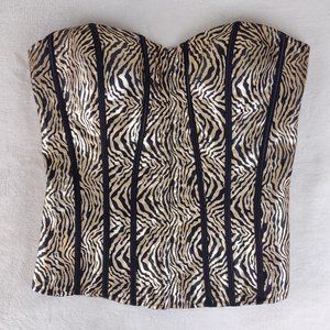 NWT Ole Ole Bustier Top Black & Gold Satin Corset Style